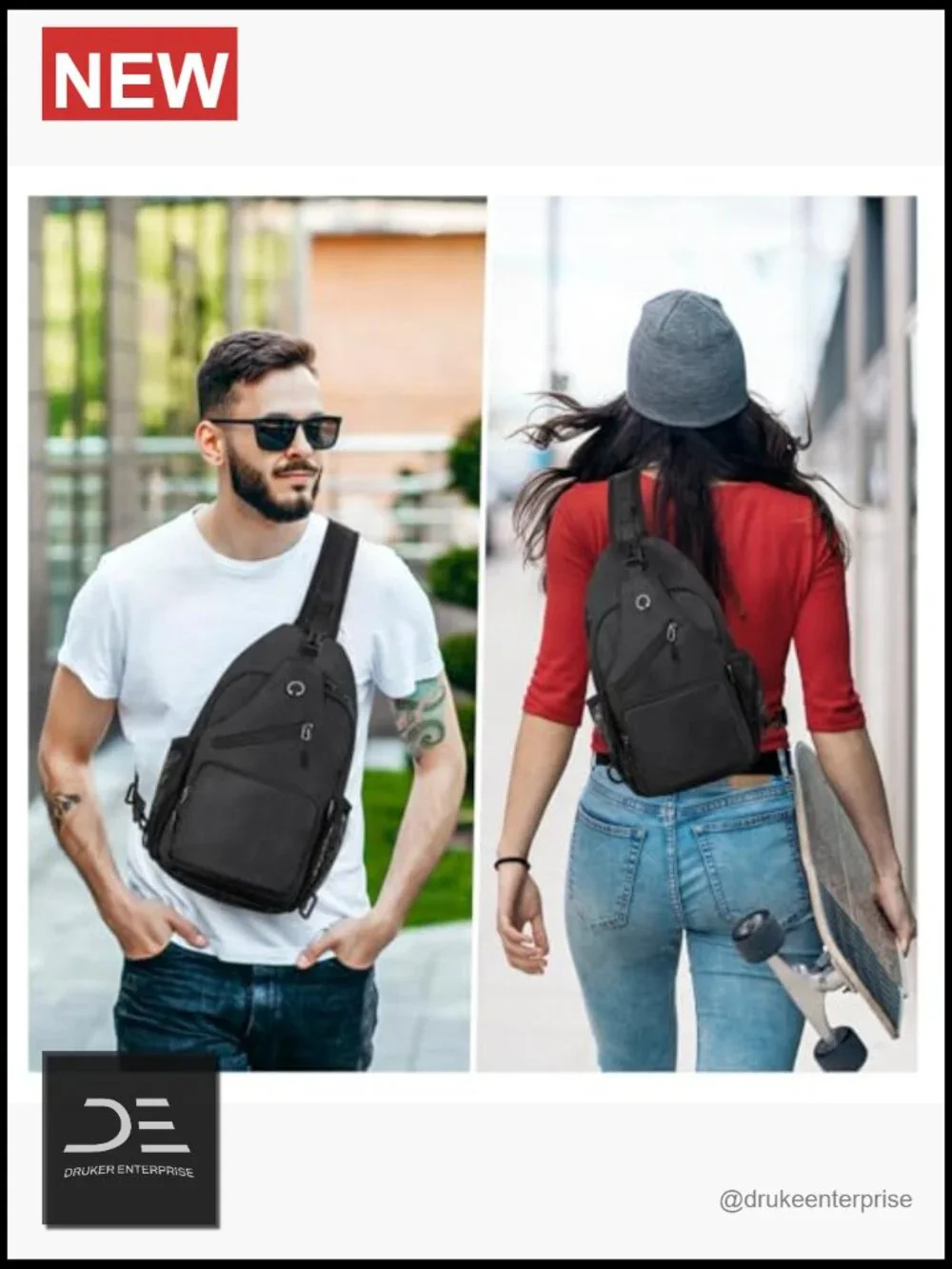 Crossbody Sling Bag for Men Travel Hiking Daypack Backpack with Adjustable